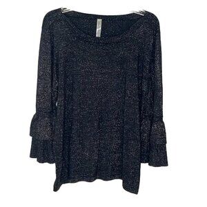 ❤️ 🆕 PINA ROSSI sparkle bell sleeve Blouse Size XL